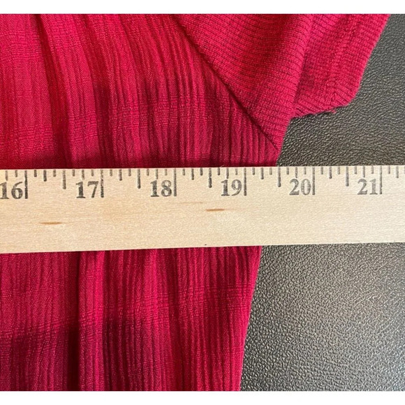 Knox‎ Rose Burgundy Short Sleeve V Neck Top Shirt Lace Large Boho Cottagecore - Picture 5 of 9